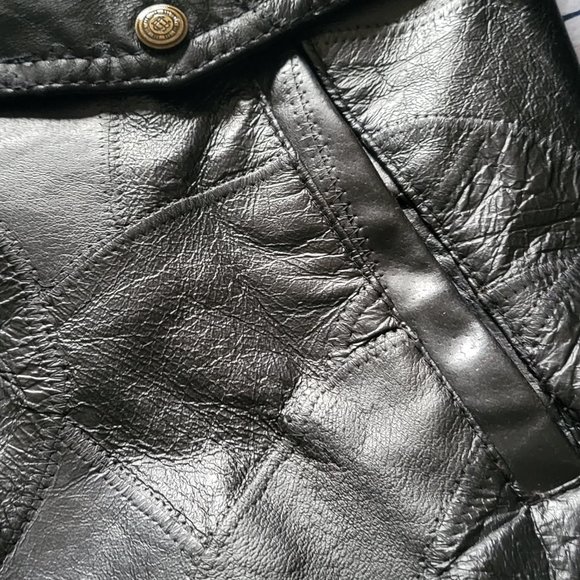 Napoline Leather Outfitters men's genuine black leather bomber jacket large NWOT - Picture 4 of 7